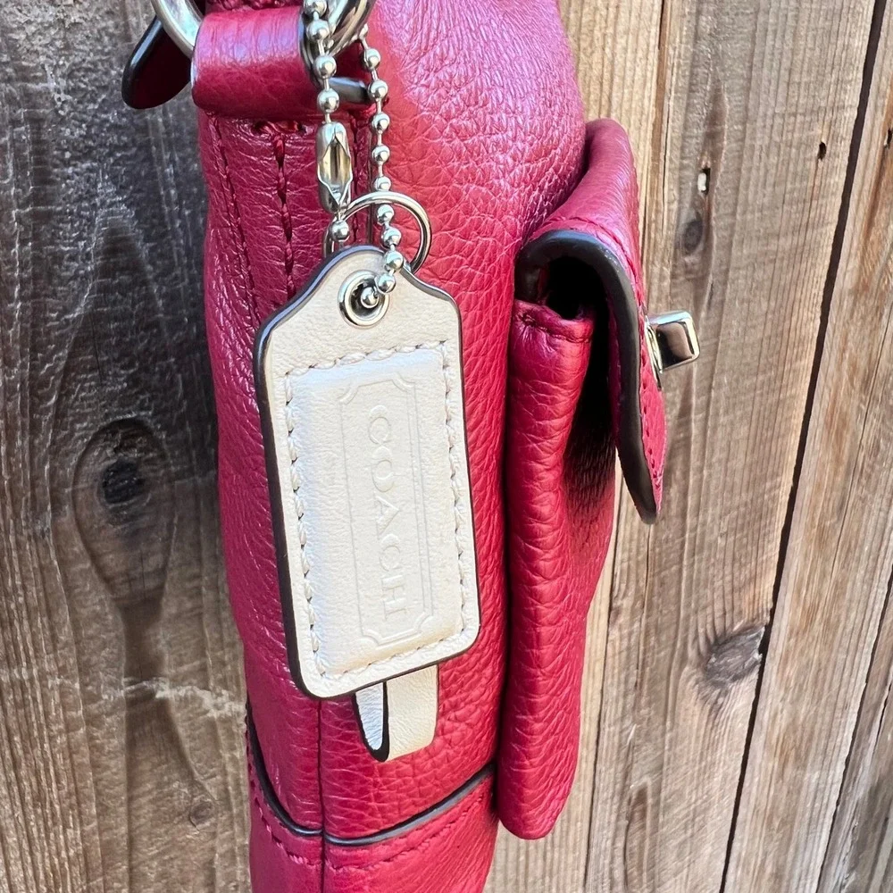 Coach Park F49170 Red Pebbled Leather Swingback Small Crossbody Shoulder Bag